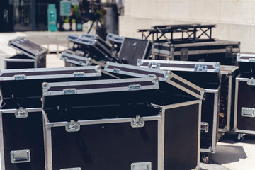 Boxes on wheels. Transportation equipment. Organization of the show. Concert equipment.