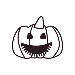 happy pumpkin cartoon free form line style icon vector design