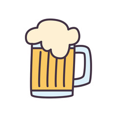 beer glass with foam line and fill style icon vector design