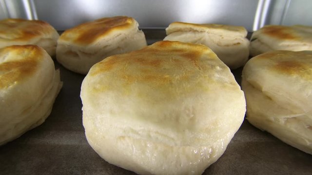 Macro Time lapse of biscuits cooking in oven.