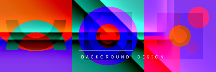 Obraz premium Neo memphis geometric pattern with circles, squares and lines. Pop art abstract background for covers, banners, flyers and posters and other templates