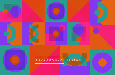 Obraz premium Neo memphis geometric pattern with circles, squares and lines. Pop art abstract background for covers, banners, flyers and posters and other templates
