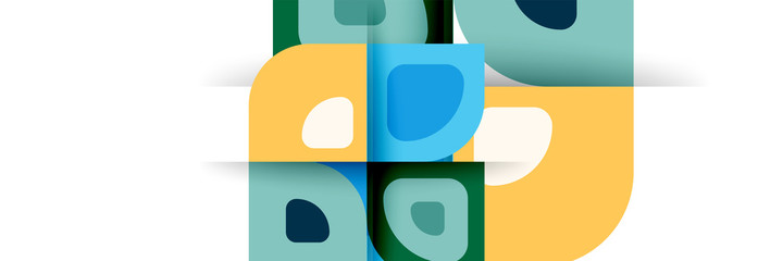 Set of vector modern geometric abstract backgrounds with repeating abstract round shapes patterns and shadow effects