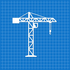 Blue banner with crane icon