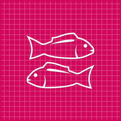 Red banner with fish icon