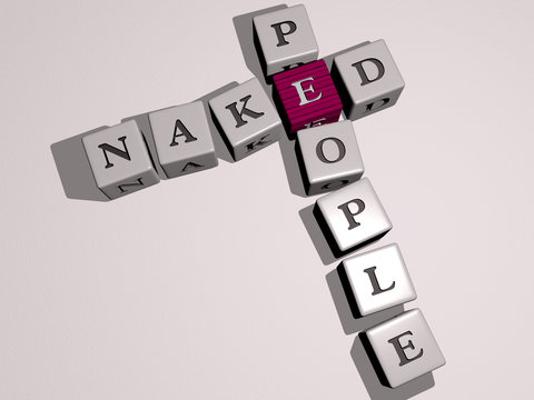 naked people crossword by cubic dice letters - 3D illustration for background and beautiful