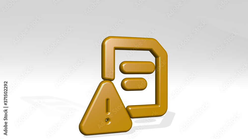 Poster common file text warning 3d icon casting shadow - 3d illustration for background and animal