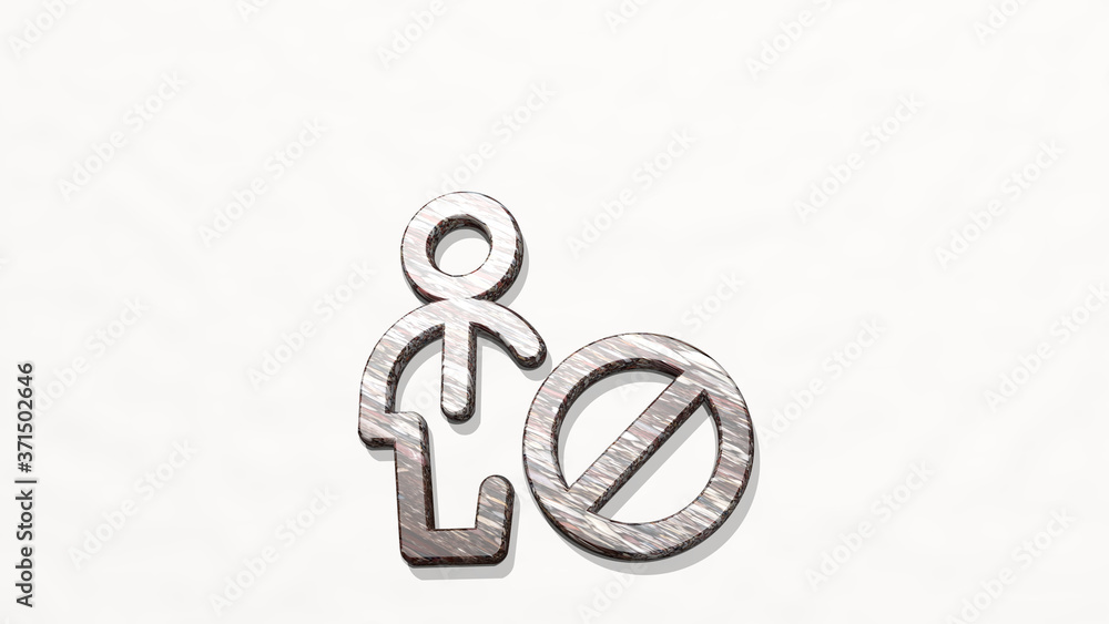Poster single man actions block 3d icon on the wall - 3d illustration for background and isolated