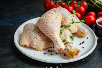 chicken meat raw pieces  hen legs thighs natural product food background top view copy space for text organic eating healthy