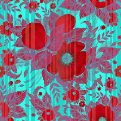 Seamless beautiful pattern drawn with felt-tip pens on paper 