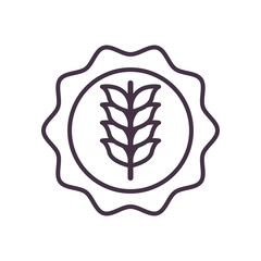 wheat ear in seal stamp line style icon vector design