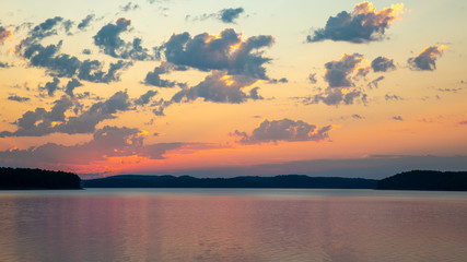 Fototapeta premium Dawn on the lake Ouachita mountains Arkansas USA