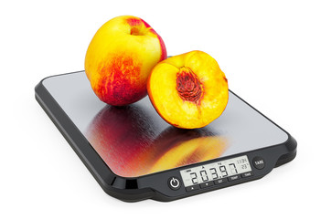 Kitchen Scales with Nectarines or Peaches. 3D rendering