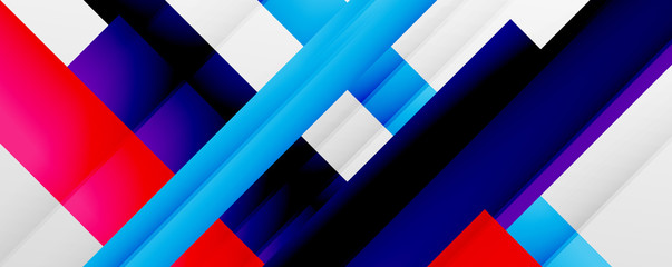 Fototapeta premium Geometric abstract backgrounds with shadow lines, modern forms, rectangles, squares and fluid gradients. Bright colorful stripes cool backdrops