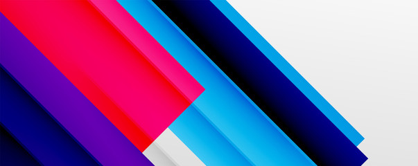 Geometric abstract backgrounds with shadow lines, modern forms, rectangles, squares and fluid gradients. Bright colorful stripes cool backdrops