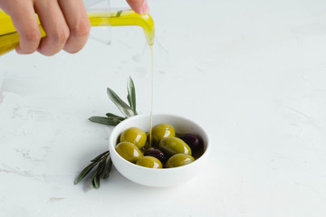 Olive oil and olives, typical from Spain