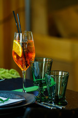 Colorful cocktail table in restaurant