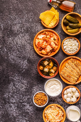 Fermented food, probiotics, top view