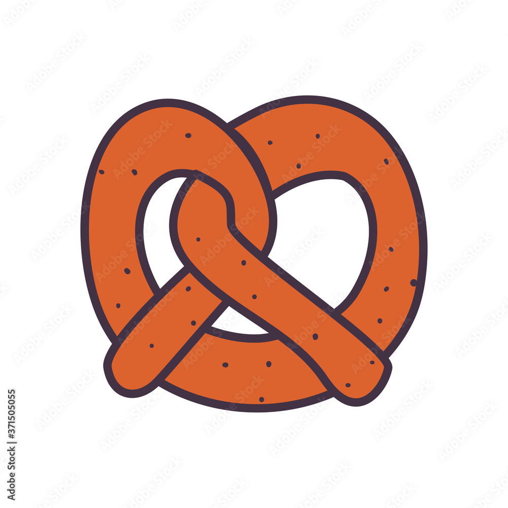 Poster pretzel line and fill style icon vector design
