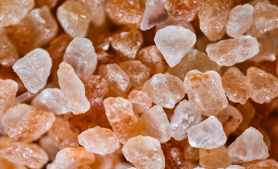 Close up of Pink Himalayan Salt Crystals, macro