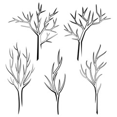 vector silhouettes of trees