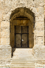 Fototapeta na wymiar A gate of the Aspendos Ancient Theater in Antalya city of Turkey