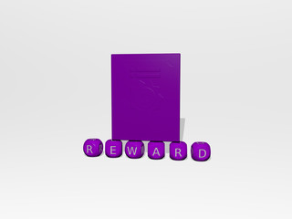 REWARD 3D icon over cubic letters - 3D illustration for award and background