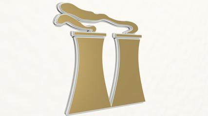 FACTORY 3D drawing icon - 3D illustration for industrial and industry