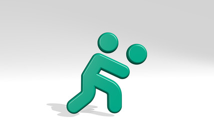 TENNIS FOREHAND 3D icon casting shadow - 3D illustration for ball and background