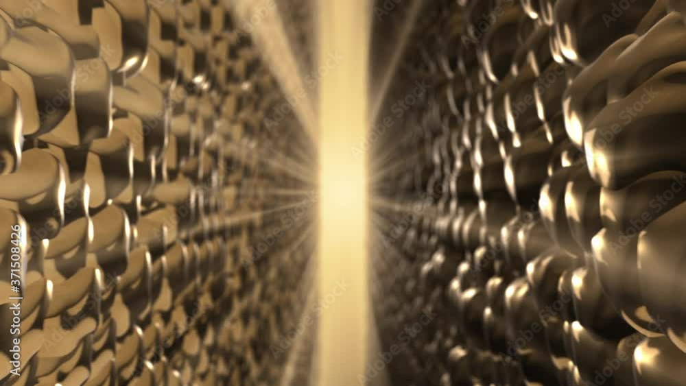 Poster seamless looping 3d animated abstract background with reflecting gold