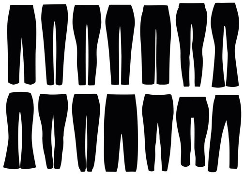 black pants silhouettes, various styles clip art preview
