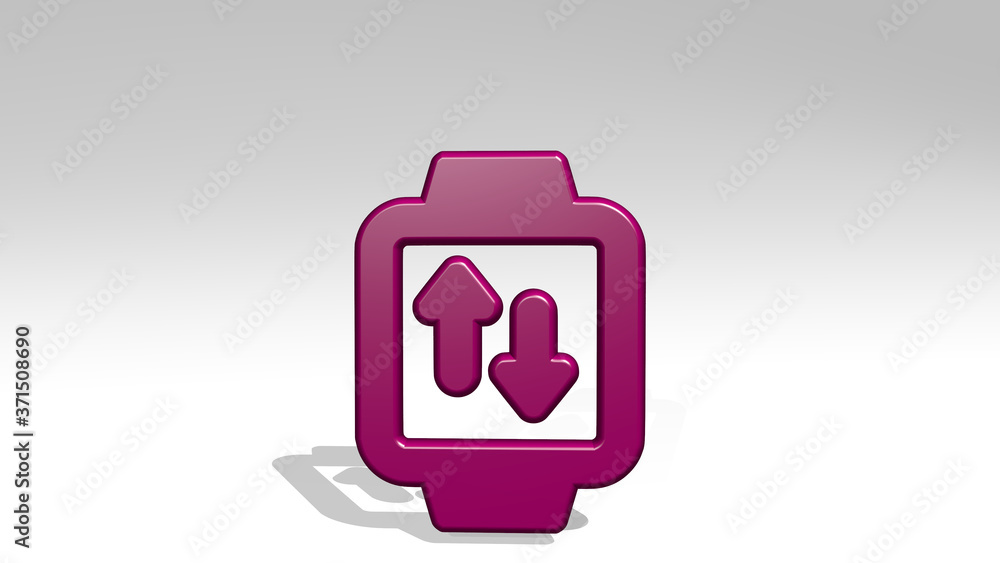 Poster smart watch square data alternate 3d icon casting shadow - 3d illustration for phone and business