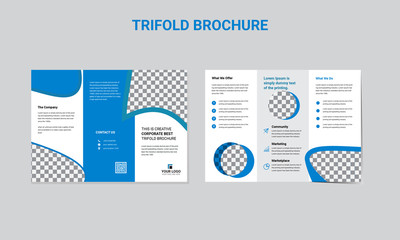 Set of business tri-fold brochure template with turquoise color in a4 size layout. Corporate design for leaflet or flyer with flat modern elements and abstract background. Creative and trend concept