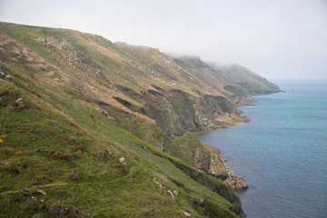 The green eastern coastline of Lundy Island, The Bristol Channel, UK