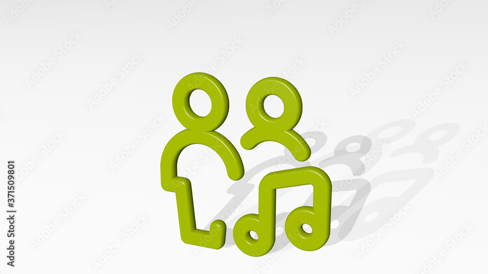 Poster multiple actions music 3d icon casting shadow - 3d illustration for background and abstract