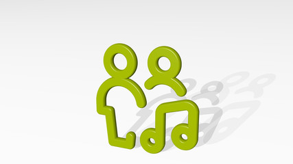 multiple actions music 3D icon casting shadow - 3D illustration for background and abstract
