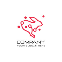 Rabbit tech Logo Template Design Vector Creative abstract illustration for your business company. elegant and modern logo design for technology