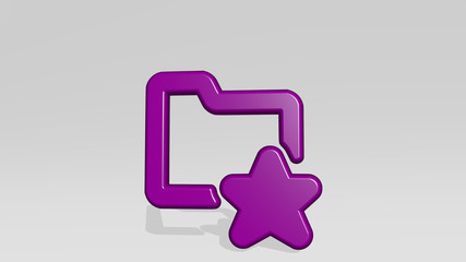 FOLDER STAR ALTERNATE 3D icon casting shadow - 3D illustration for business and background