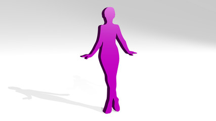 Fototapeta na wymiar GIRL 3D drawing icon on white floor - 3D illustration for beautiful and background