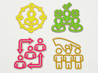 choosing 4 icons set - 3D illustration for choice and business