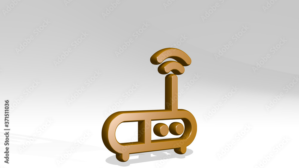 Poster router signal 3d icon casting shadow - 3d illustration for internet and connection