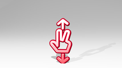 gesture two fingers scroll 3D icon casting shadow - 3D illustration for background and hand