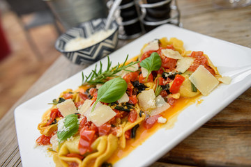 tortelloni with spinach ricotta stuffing in sage butter