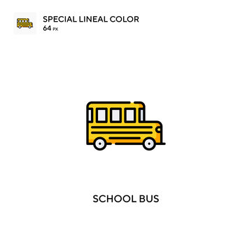 School Bus Special Lineal Color Vector Icon. School Bus Icons For Your Business Project