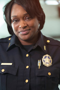 Portrait of sergeant standing indoors