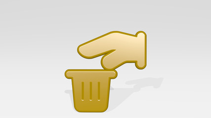 recycling hand trash 3D icon casting shadow - 3D illustration for background and concept