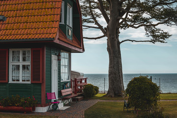 a fairy-tale colorful house on the Baltic Sea.