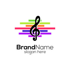 music note logo design template