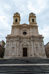 Fototapeta na wymiar St Anne's Church in Cagliari on a cloudy summer day