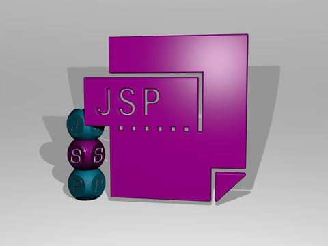 jsp 3D icon and dice letter text - 3D illustration